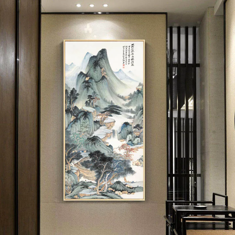 

Chinese style Ink Traditional Style Landscape Canvas Painting For Living Room Background Wall Decoration Picture