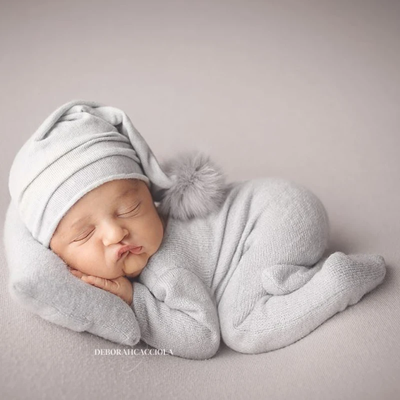 2021 Handmake Newborn Photography Props Romper Flokati Accessories Baby Boy Photo Shoot For Studio Pants Hat Set