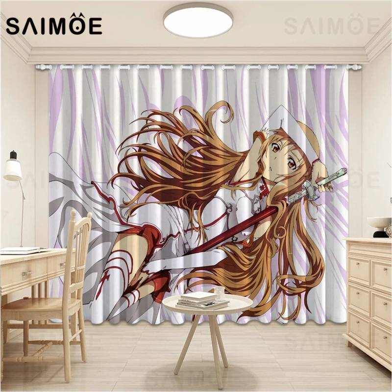 SAIMOE мультфильм аниме занавески для девочек меч искусство онлайн Гостиная Yuuki Asuna