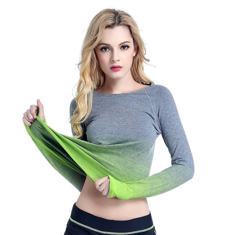

Feminino Women Gym Breathable Dry Quick Hooded Yoga Shirts Ropa Deportiva Sport Shirts Fitness Long Sleeve Tops