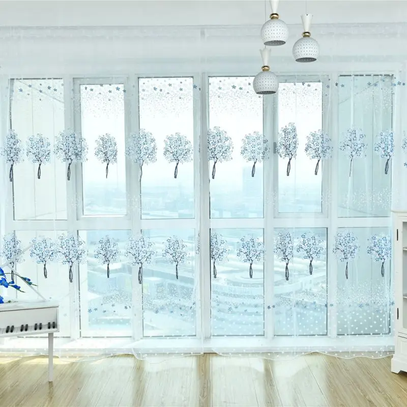 Тюлевые шторы на окна в гостиной спальне с пасторальным цветочным принтом 5