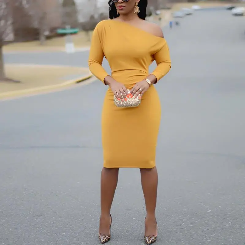 Женское Элегантное повседневное модное облегающее офисное платье для вечерние