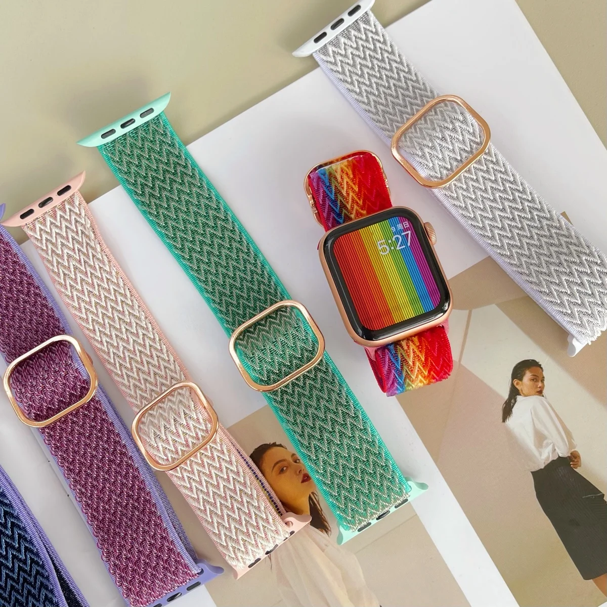 Nylon Strap for Apple watch band 44mm 40mm 38mm 42mm 44 mm Adjustable Elastic Sports solo Loop bracelet iWatch Series 3 4 5 6 se