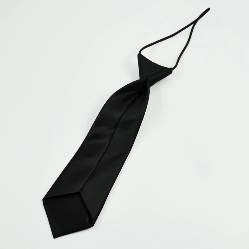 

Solid Black Polyester Elastic Slim Necktie Neck Tie for Child
