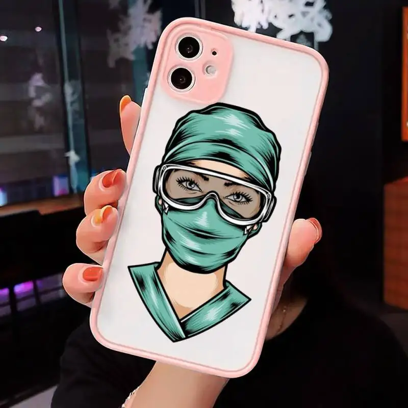 

Cartoon doctor nurse medicine Phone Cases Matte Transparent for iPhone 7 8 11 12 s mini pro X XS XR MAX Plus cover funda shell