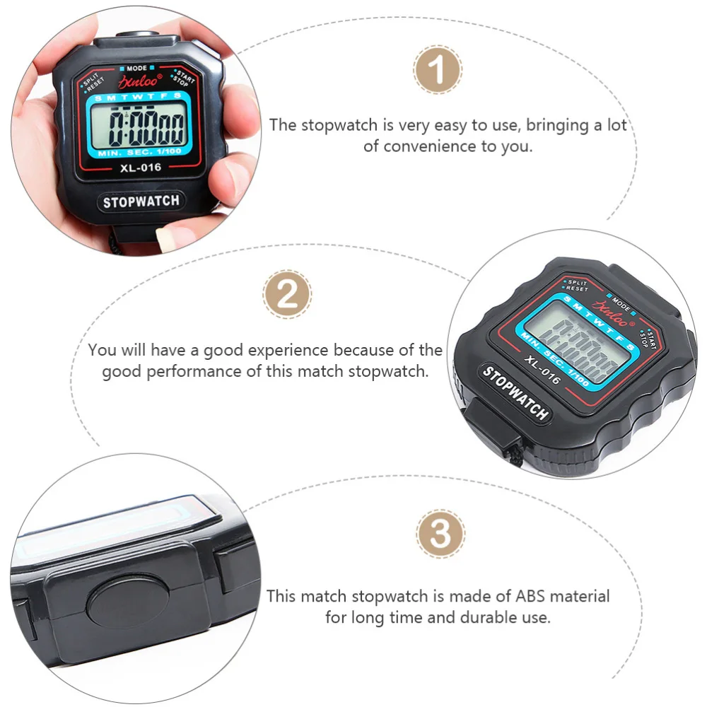 

Shock-Resistant Digital Sports Stopwatch Large Display Referee Timer (Black)