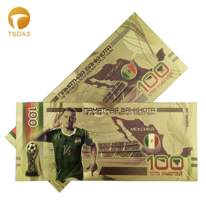 Футбольная банкнота в 24 к позолоченные поддельные деньги для сбора и подарка 100