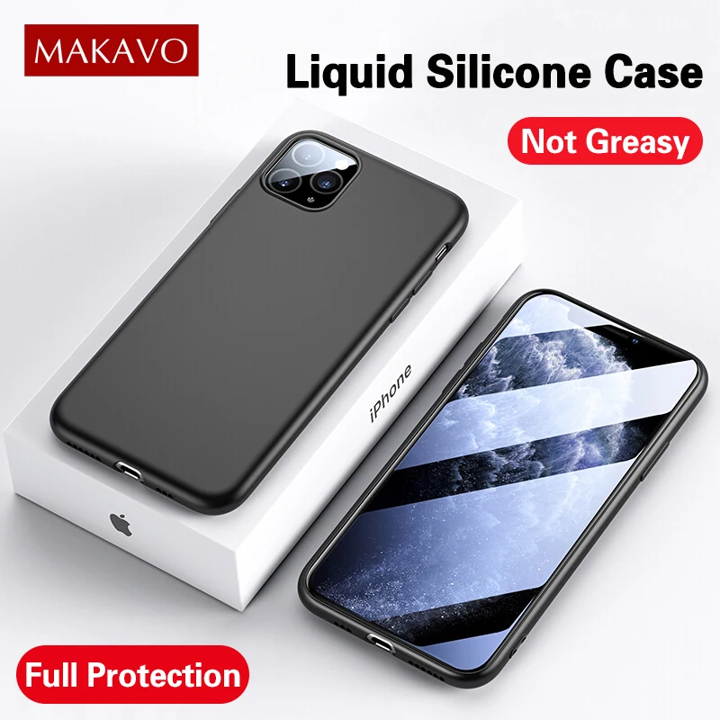 For iPhone 11 Pro Max Case Soft Liquid Silicone Shockproof Back Cover Phone Cases Coque |