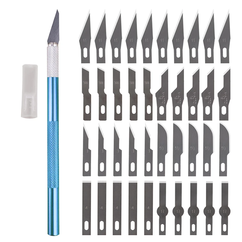 non slip metal scalpel knife tools kit cutter engraving craft knives 40pcs blades mobile phone pcb diy repair hand tools free global shipping