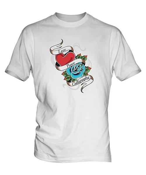 

Love Peace Calligraphy Tattoo Mens White T-Shirt