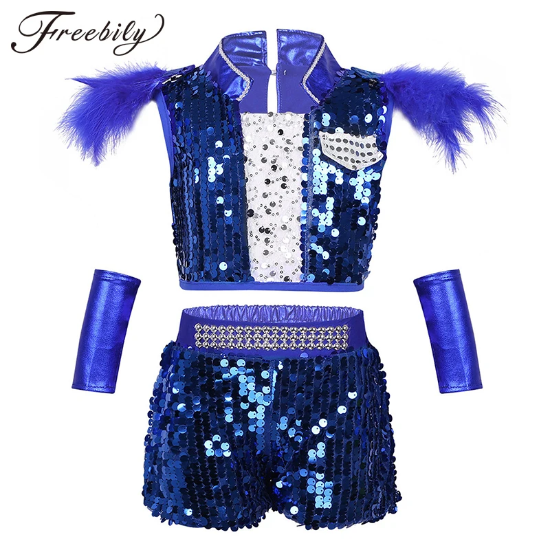 Детские костюмы для джазовых бальных танцев в стиле хип хоп мальчиков и девочек