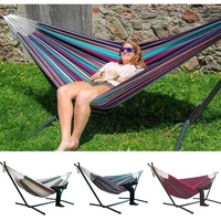portable canvas hammock travelling outdoor picnic wooden swing chair camping hanging bed garden furniture large chair hammocks5