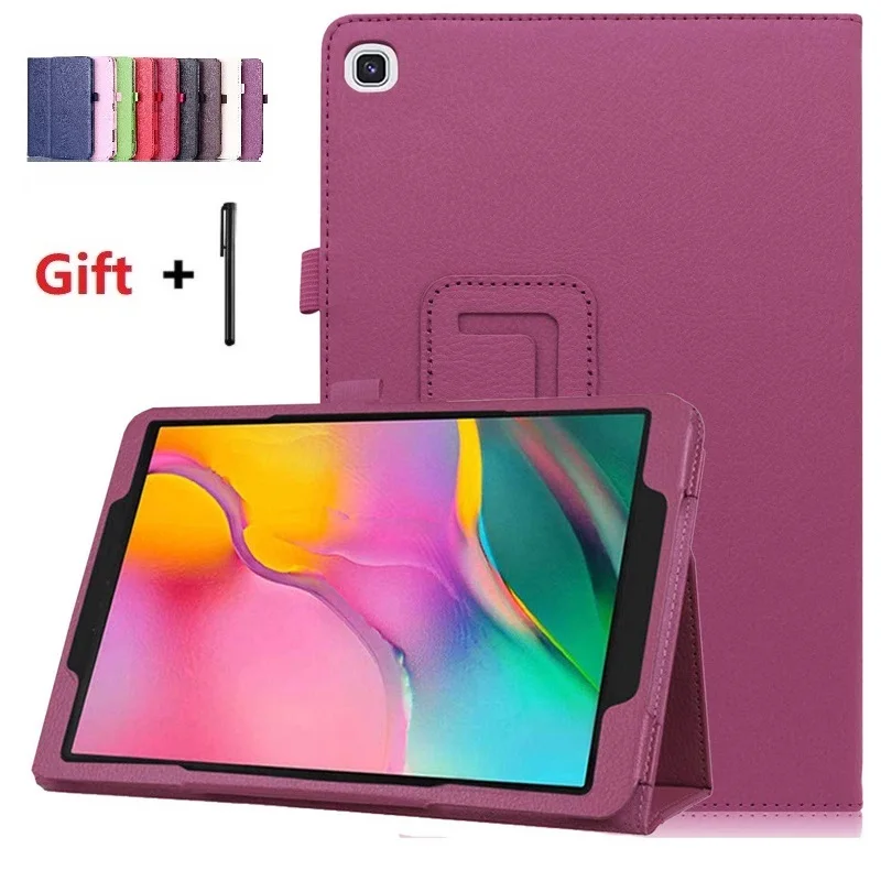 

Tablet Case For Samsung Galaxy Tab A 2019 SM-T510 and SM-T515 T510 T515 Flip Stand Cover Litchi Style Protector Shell+Stylus