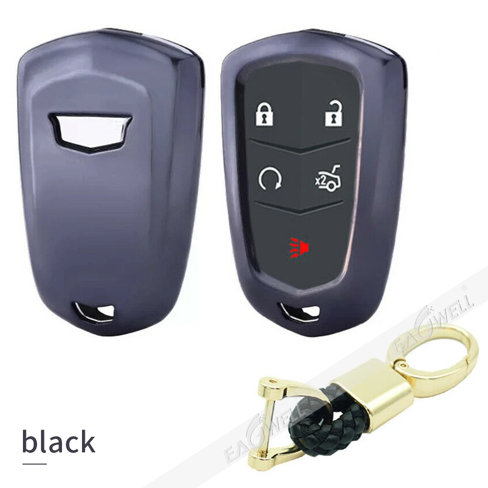 

NEW Soft shell TPU Key Case Cover+Key Buckle eplacement Remote Car Key Shell BT Flip Folding For Cadillac XT4 XT5 ESV ESCALADE