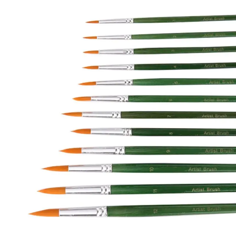 

12pcs Acrylic Paint Brushes Pointed Paint Brushes Nylon Hair Watercolor Brush