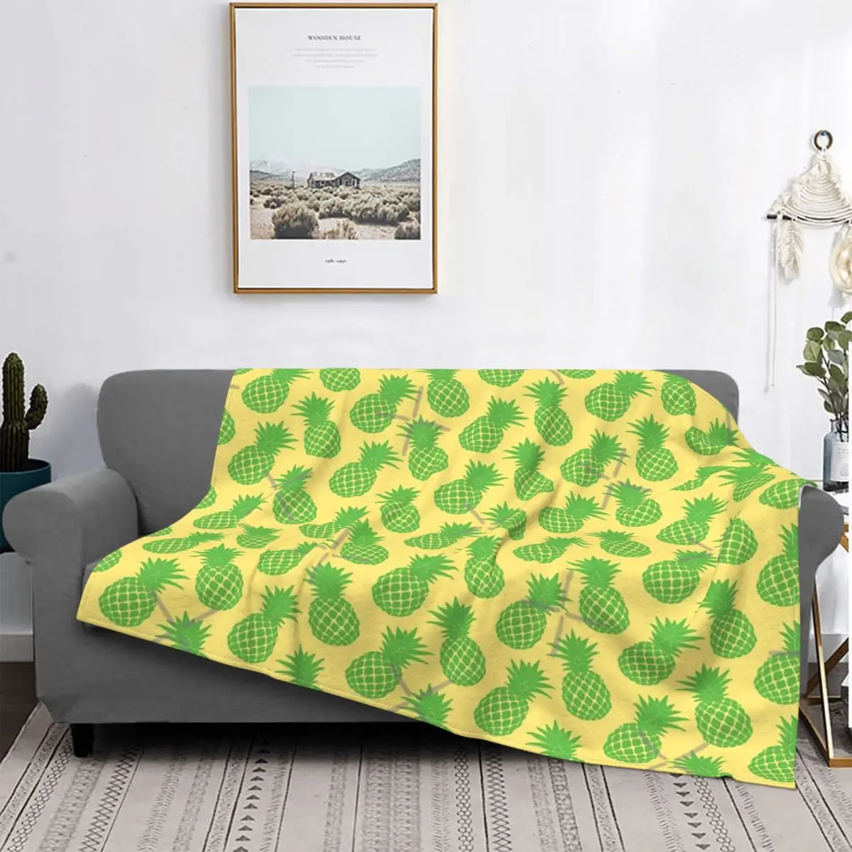 

Pineapple Pattern Tropical Watercolor Blanket Bedspread Bed Plaid Muslin Beach Blanket Plaid Blankets Islam Prayer Rug