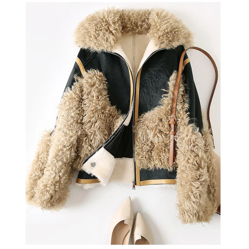 

High Genuine Quality Sheep Fur Coat Women Winter 2021 New Short Style Natural Wool Thick Warm Jacket Turn-Down Collar Fn001298