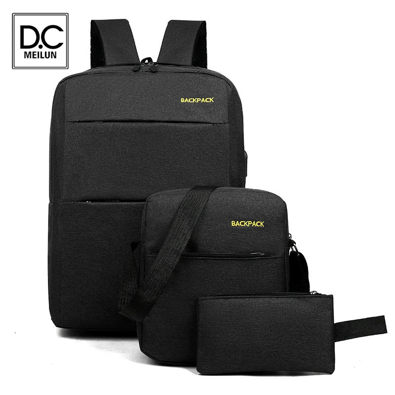

DC.meilun 3 Sets Nylon Male Backpack Sport Backbag Big Schoolbags for Teenagers Boys Shoulder Bags Mochila Men School Backpack
