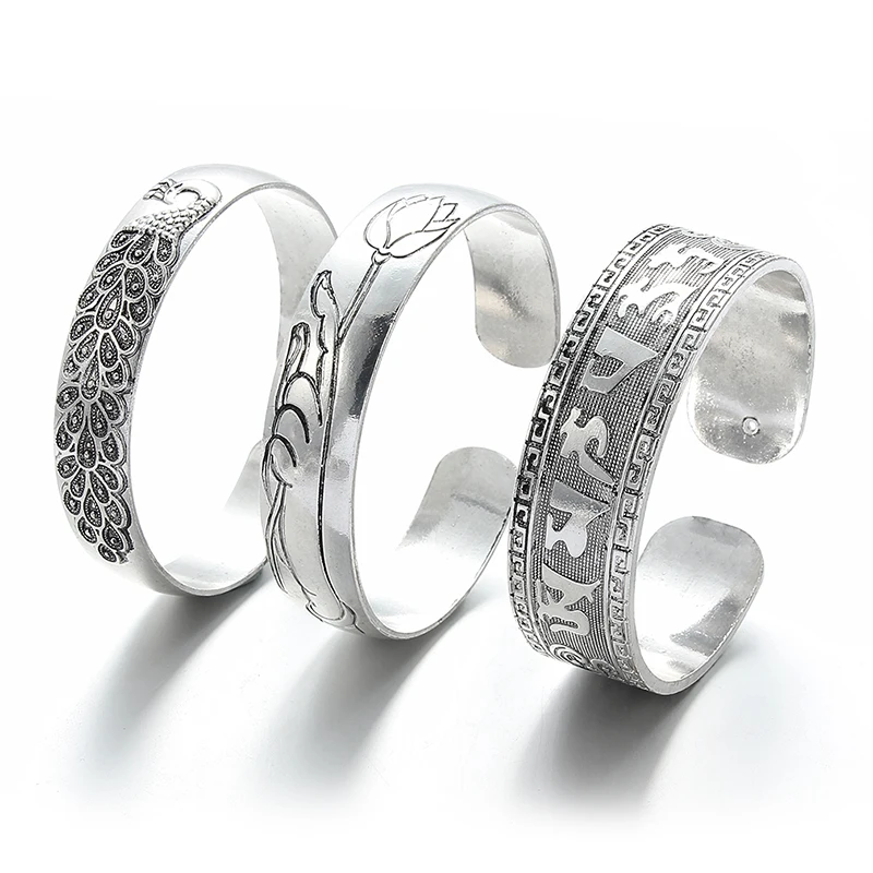 Модный женский серебристый браслет ювелирные изделия винтажный этнический