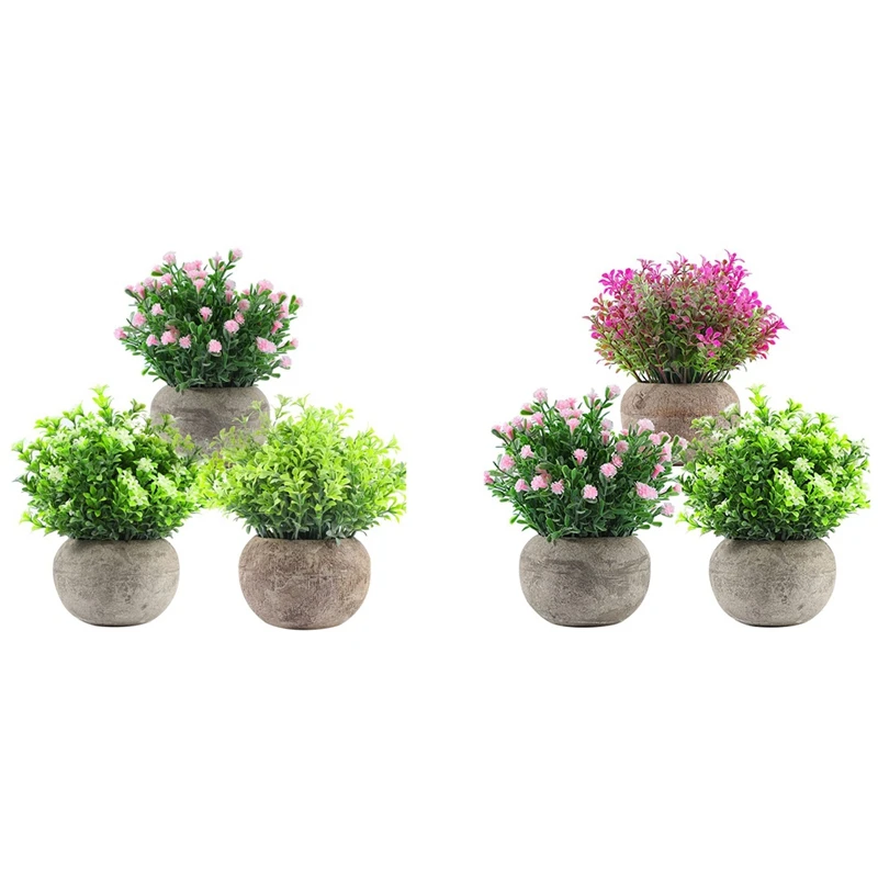 

LUDA Artificial Plants Indoors In Pots - Fake Plants And Flowers Set Of 3 - Lifelike Faux Plants For Home Pink White