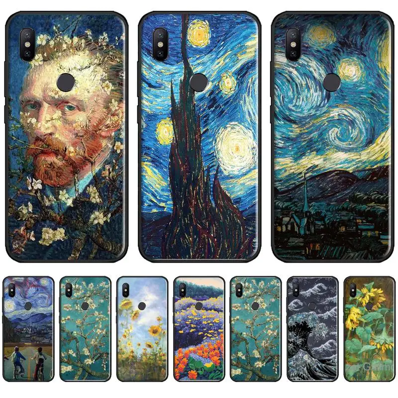 

Van Gogh Daisy sunflower Art Design Phone Case For Xiaomi Redmi 7 9t 9se k20 mi8 max3 lite 9 note 8 9s 10 pro Soft Silicone