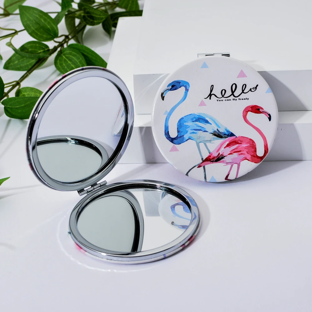 2020 Фламинго зеркала для макияжа женские Мини карманное косметическое зеркало