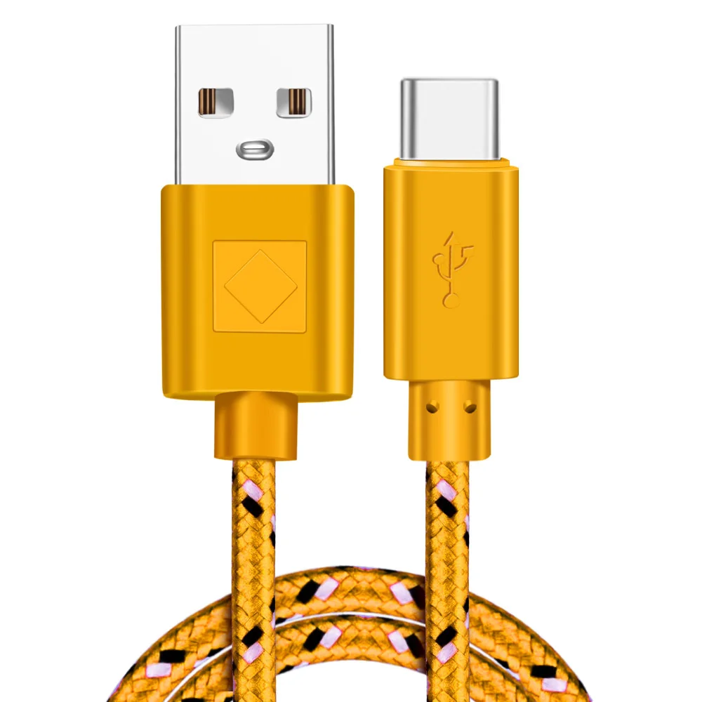 Yellow Type C Olnylo usb type C кабель для быстрой зарядки кабель для передачи данных для samsung S10 S9 Note 9 Oneplus 7 xiaomi huawei телефонный кабель type-c USB C кабели - Цвет: Yellow Type C