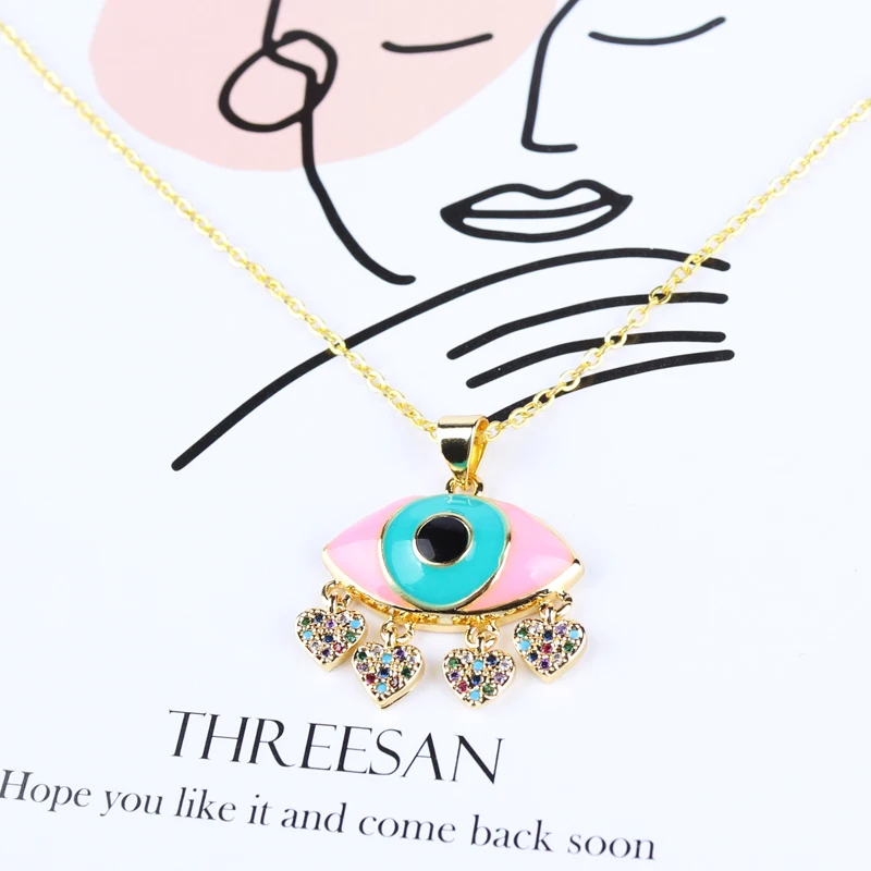 Женское Ожерелье Счастливый глаз разноцветное колье-чокер с кулоном сглаза из