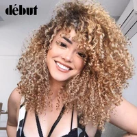debut curly with bangs wigs kinky curly human hair wigs for black women tt1b27 cheap brazilian jerry curl remy human hair wigs