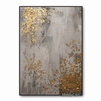 excellent artist handmade high quality abstract golden oil painting on canvas luxury gold foil abstract oil painting canvas gift