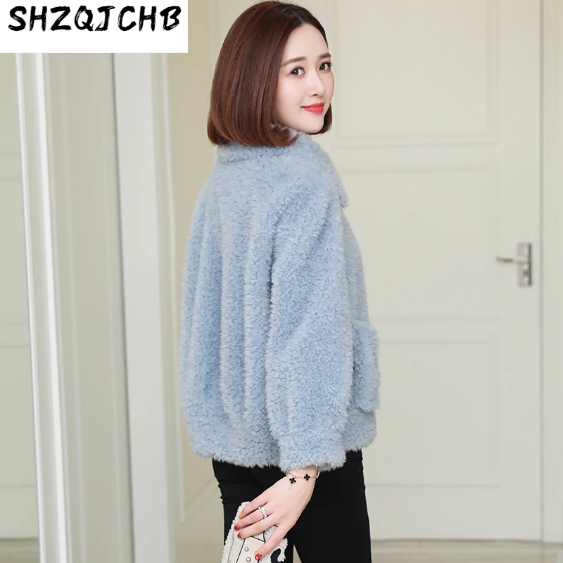 

SHZQ 2021 осень-зима новая овечья стрижка женская одежда короткая шерстяная интегрированная Меховая куртка корейское тонкое пальто толстое