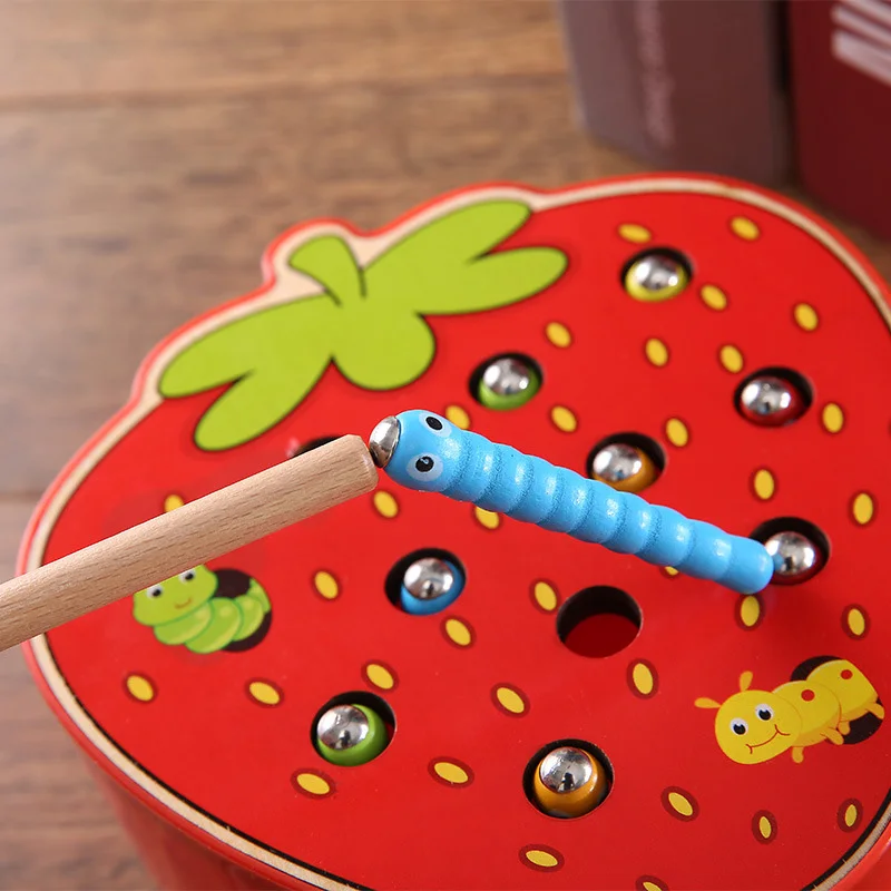 Детская деревянная игрушка Монтессори магнитный 3D-Пазл Поймай червей обучающая