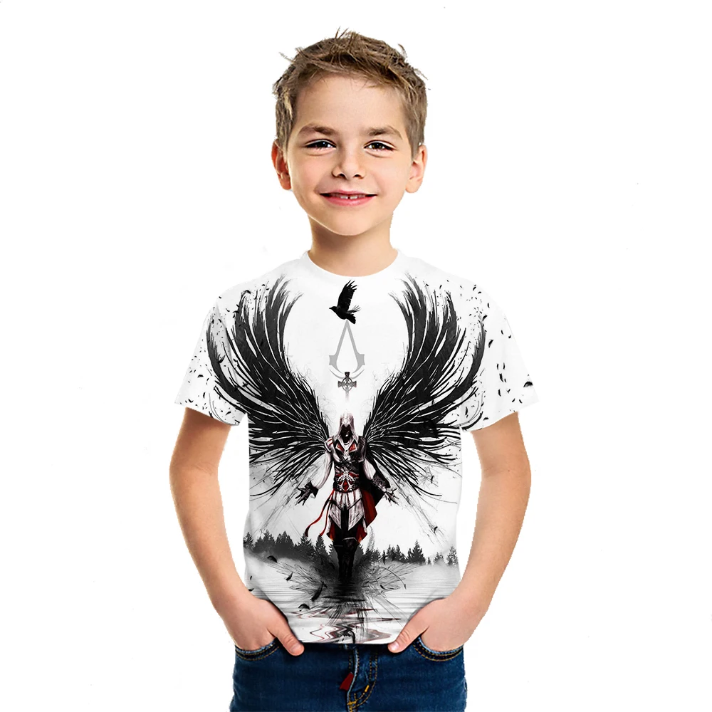 

Boys And Girls Loose And Versatile Summer 3D Printing Short Sleeve Creative Fashion Light Top Children's Youth Foreign Style