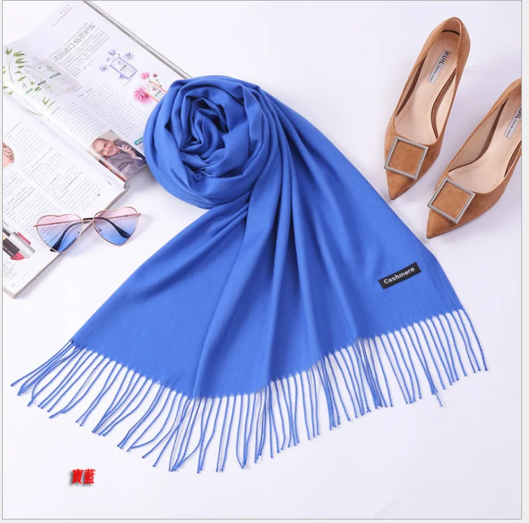 Женские одноцветные шарфы с кисточками женские тонкие длинные качественные