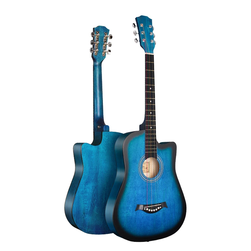 Гитара фольклорная 38 дюймов без логотипа русская гитара из липы синяя