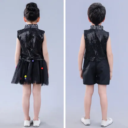 Детские костюмы для джазовых танцев с блестками комплект сцены мальчиков и