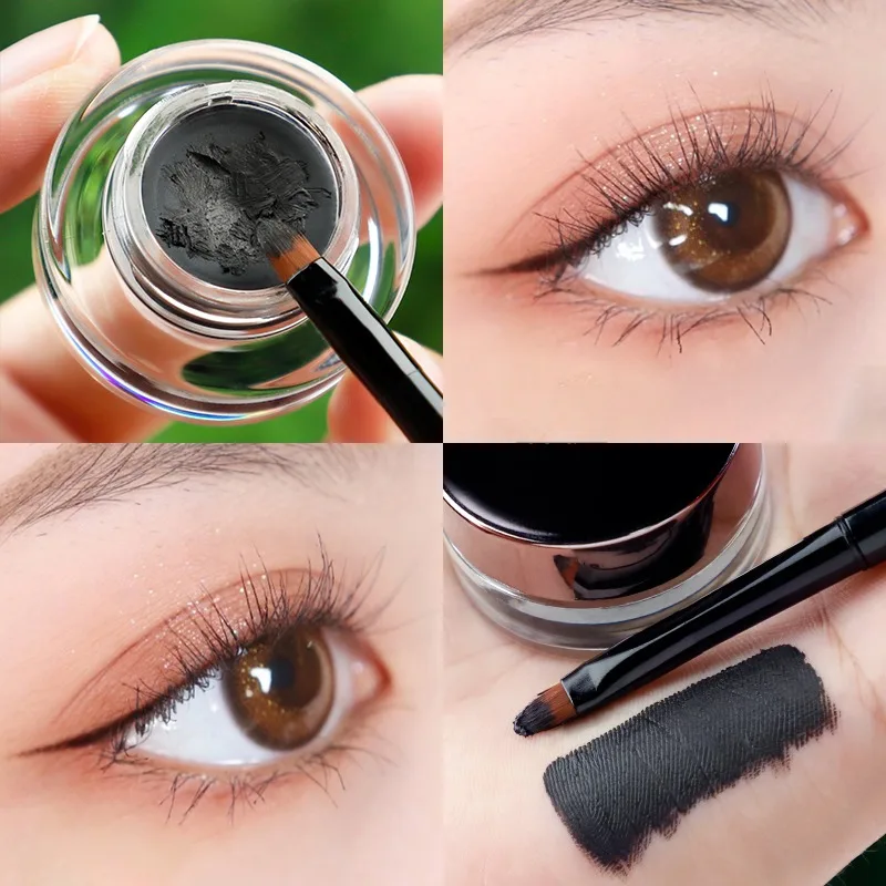 

Waterproof Smudgeproof Last For All Day Long Work Great With Eyebrow 2 In 1 Black And Brown Gel Eyeliner Set