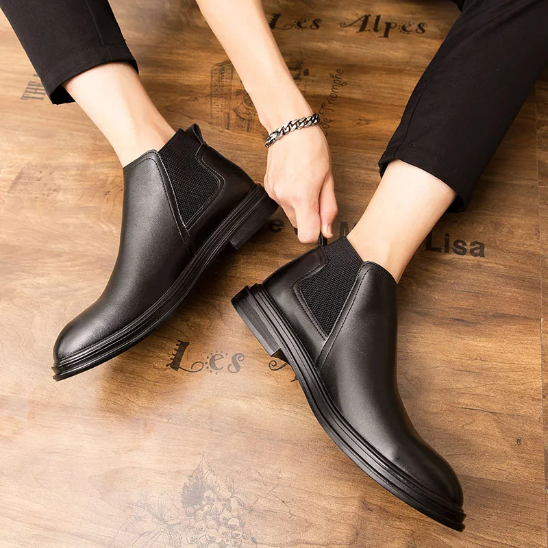 Ботинки мужские из натуральной кожи дышащие без застежки в британском стиле