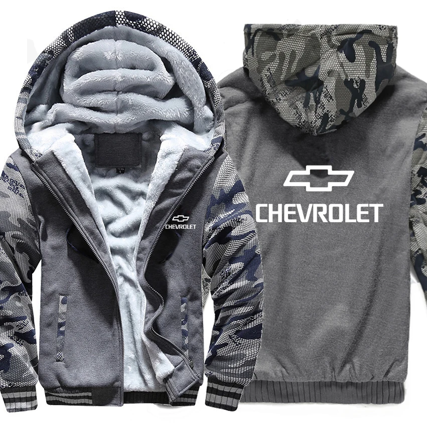 Chevrolet Hoodies Winter Camouflage sleeve Jacket Men Fleece Sweatshirt | Мужская одежда