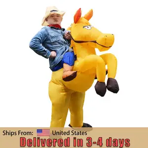 Adult Kid Inflatable Horse Costume Halloween Costumes for Men Ride on Horse Cowboy Cosplay Inflatable Costume Party Fancy Dress