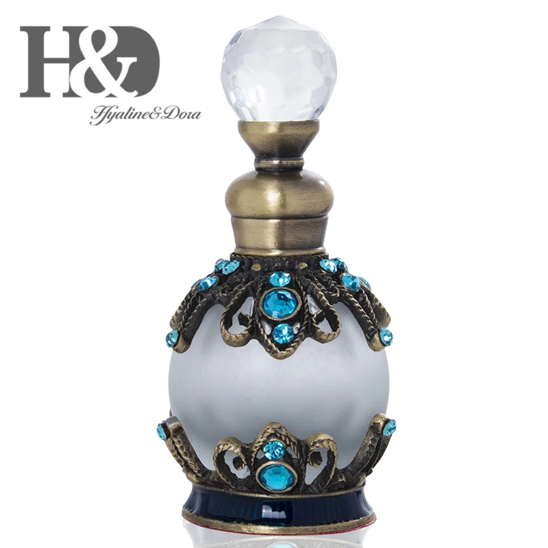 H & D 15 мл античный металлический стеклянный флакон для духов с синими кристаллами