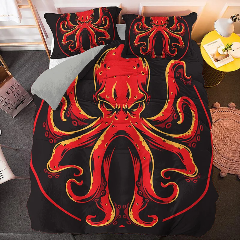 

Cute Cartoon Animals Duvet Cover Octopus Soft Bedding Set King Size 3D Beddings and Bed Sets Twin Full Single Double Queen