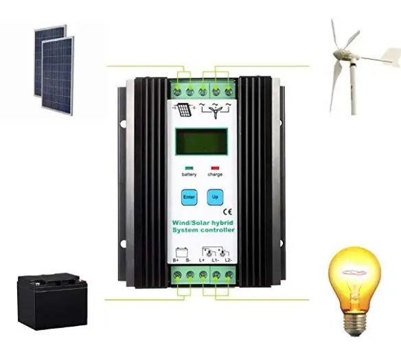 Ветровой солнечный гибридный контроллер заряда 300w до 1200w 12v 24v система ветровой