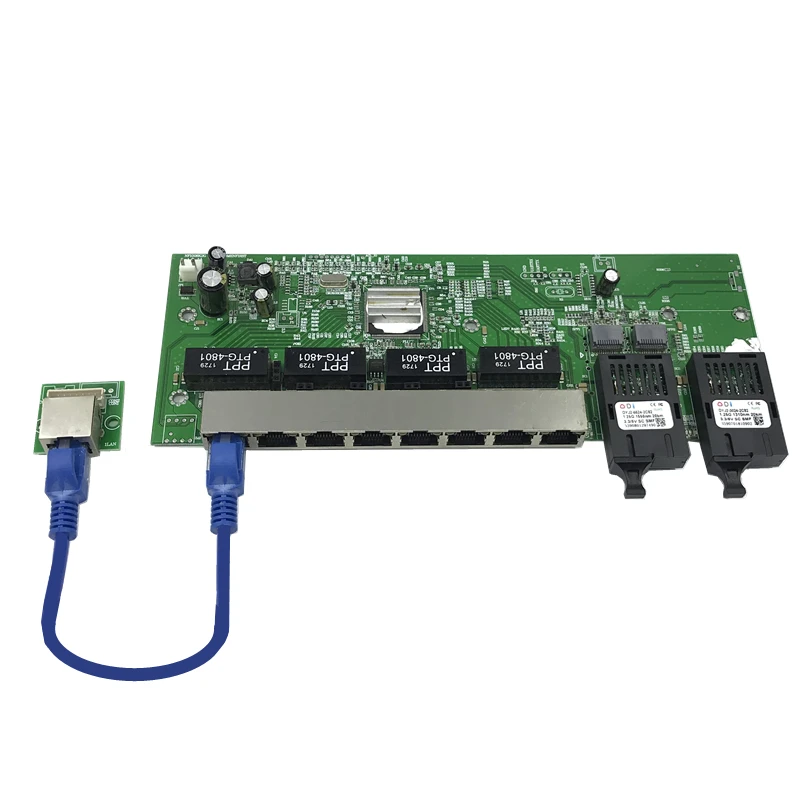 Оптоволоконный коммутатор Reverse 10/100/1000M Gigabit Ethernet один режим 8 RJ45 и 2 SC волоконный