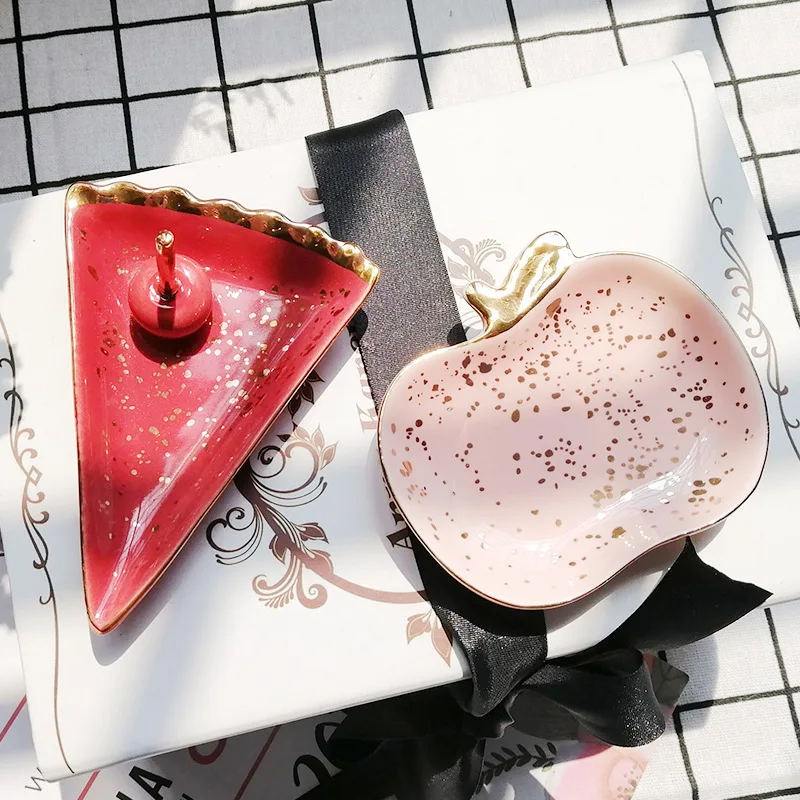 Северное маленькое керамическое блюдо для ювелирных изделий арбуз яблочные