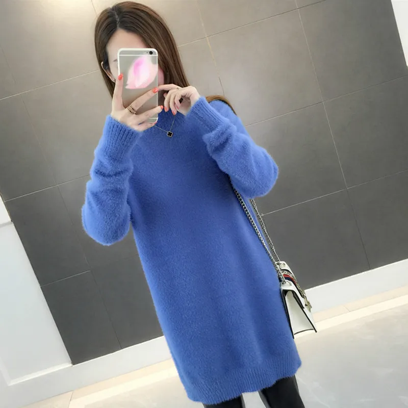 

Oversized Sweater Dress Long Turtleneck Winter Sweater Women Knitted Woman Sweaters Vintage Pullover Korean Jumper Fluffy 2020