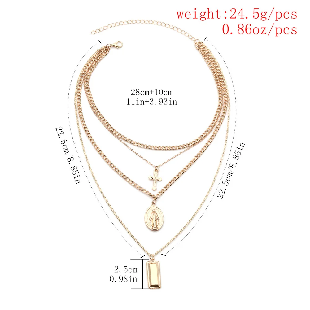 

Fashion Simple All-match Pendant Necklace Jewelry Women Catholic Religious Virgin Mary Gold Plated Pendant Necklace Jewelry