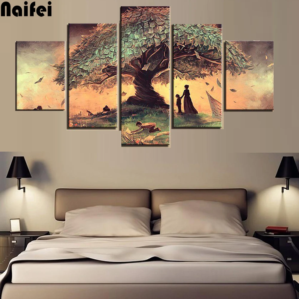 

5D алмазная живопись, древо жизни, абстрактный пейзаж, современное настенное искусство, картина для гостиной, украшение для дома, мозаика, по...