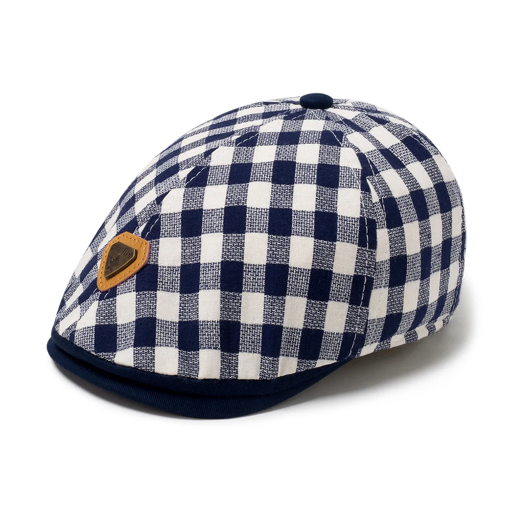 

Newborn Peaked Cap for 0-24 Moths Boy Plaid Autumn Spring Little Kids Accessories Sun Cotton Children Top Hats 2 Colors
