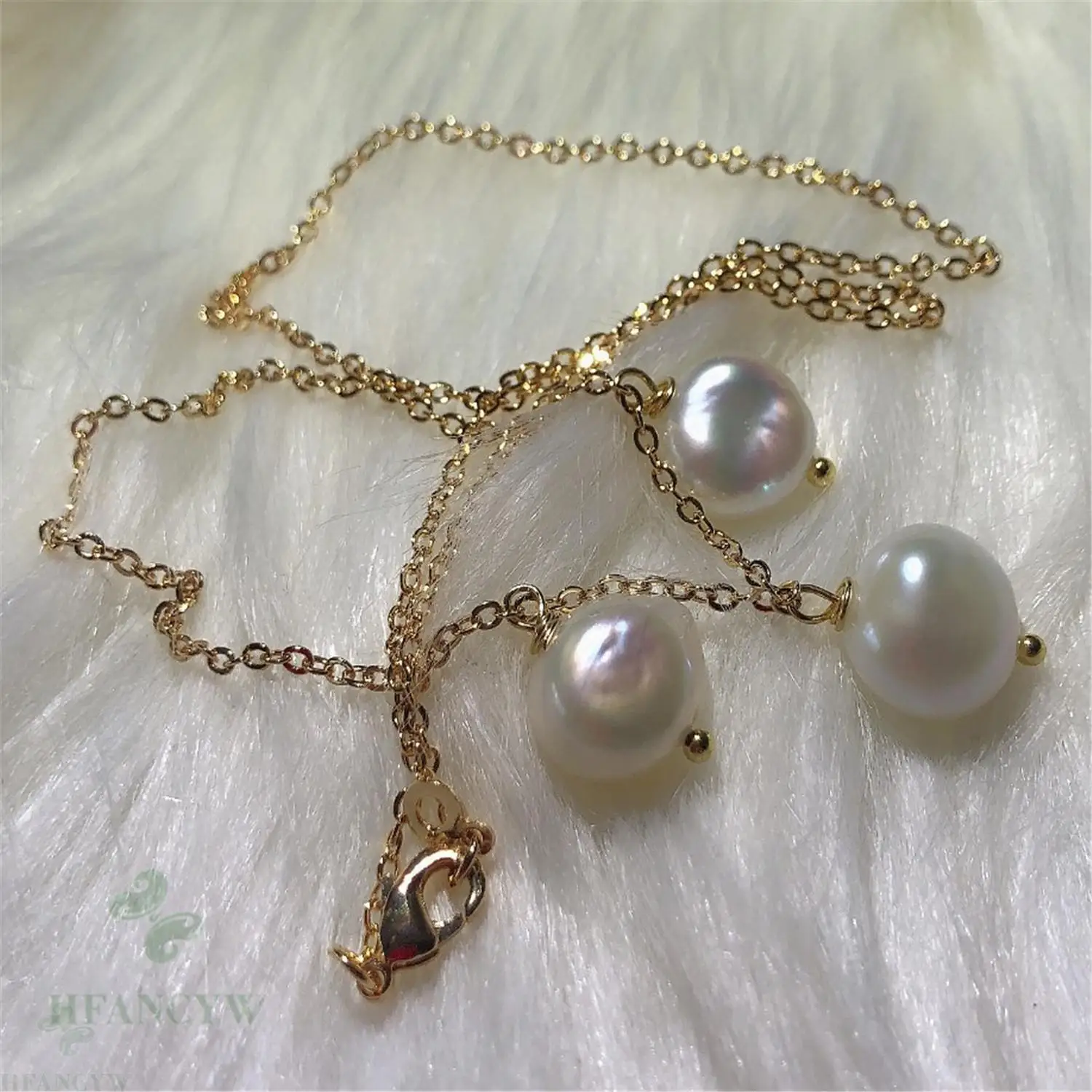 Белое барокко жемчужное 18k золотое ожерелье 18 дюймов Подарочная цепочка для